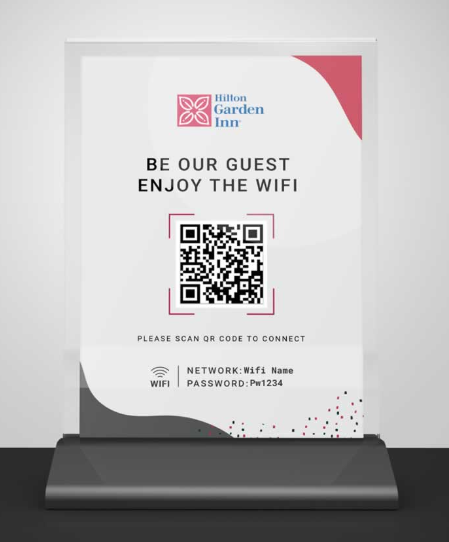 a QR code for free WiFi on a flyer