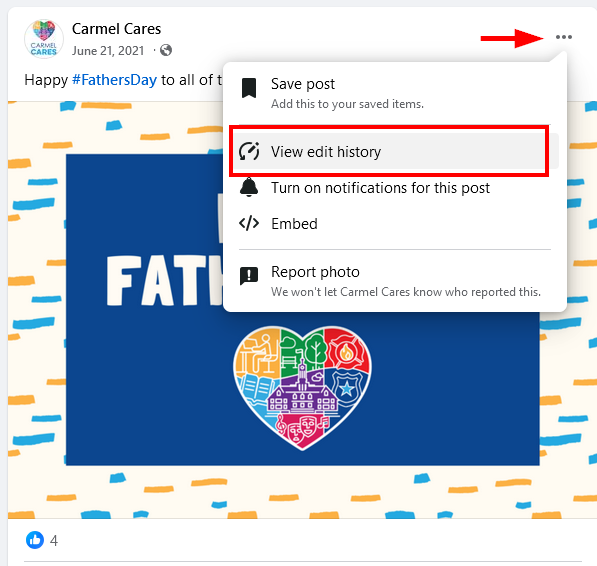 Facebook post edit history