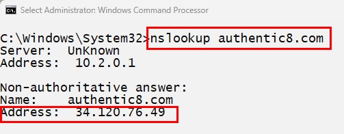 Extract the domain name IP address using the Windows command line prompt