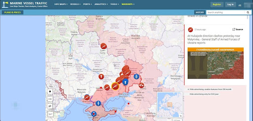 Figure 2 – World war live map from marinevesseltraffic