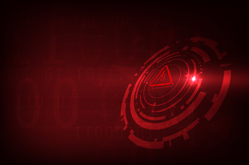 red alert symbol cyber graphic