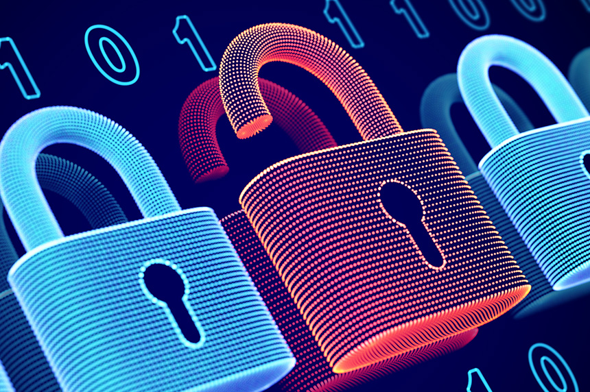 red cyber lock graphic