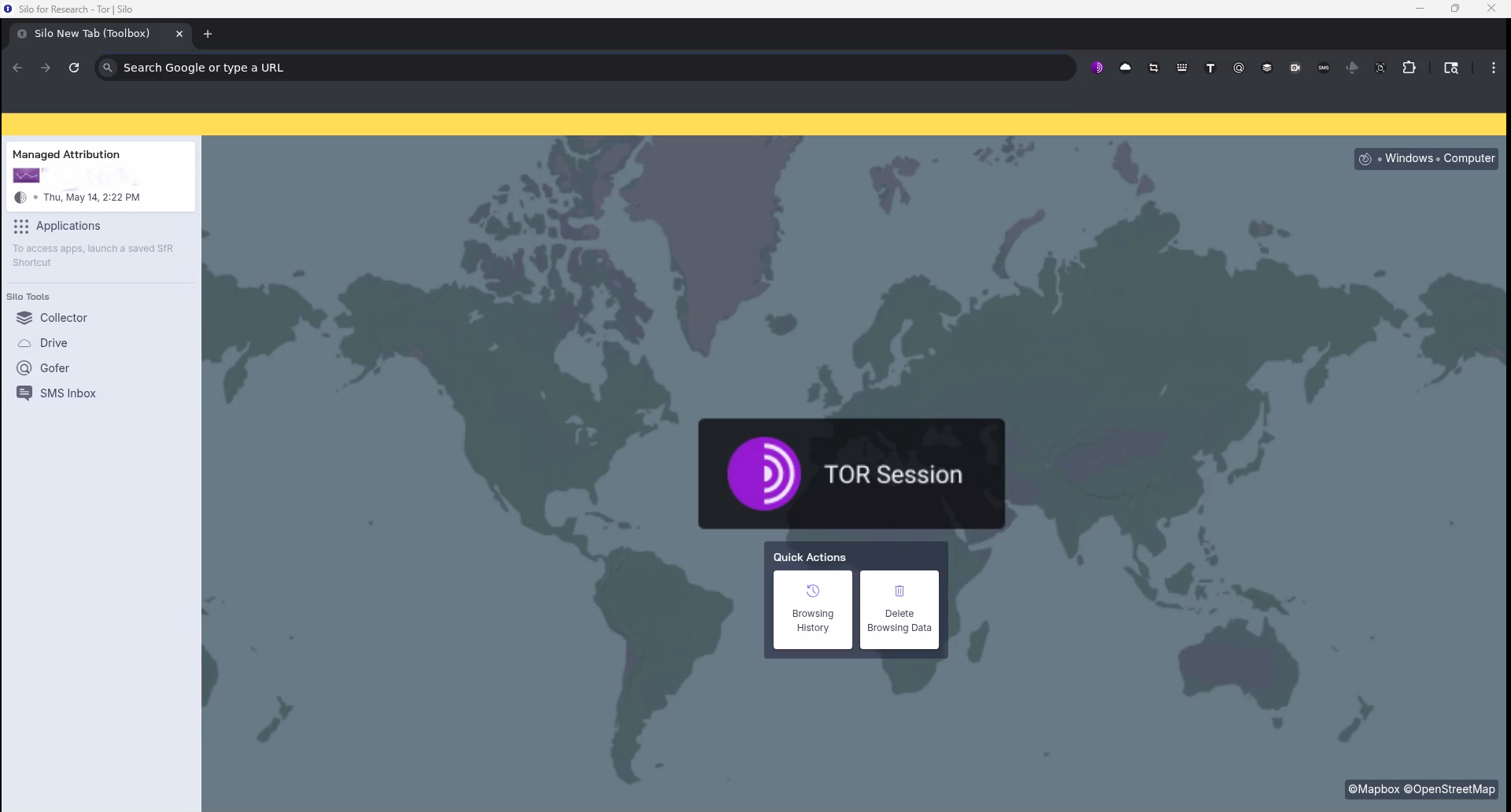 tor session in silo workspace