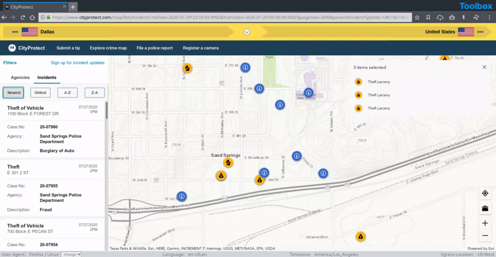 A screenshot of CityProtect