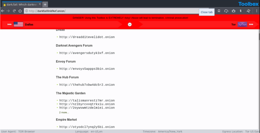 A screenshot of Dark.fail