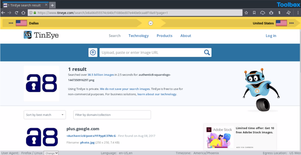 TinEye: Reverse image search