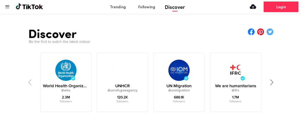 The "Discover" tab in TikTok