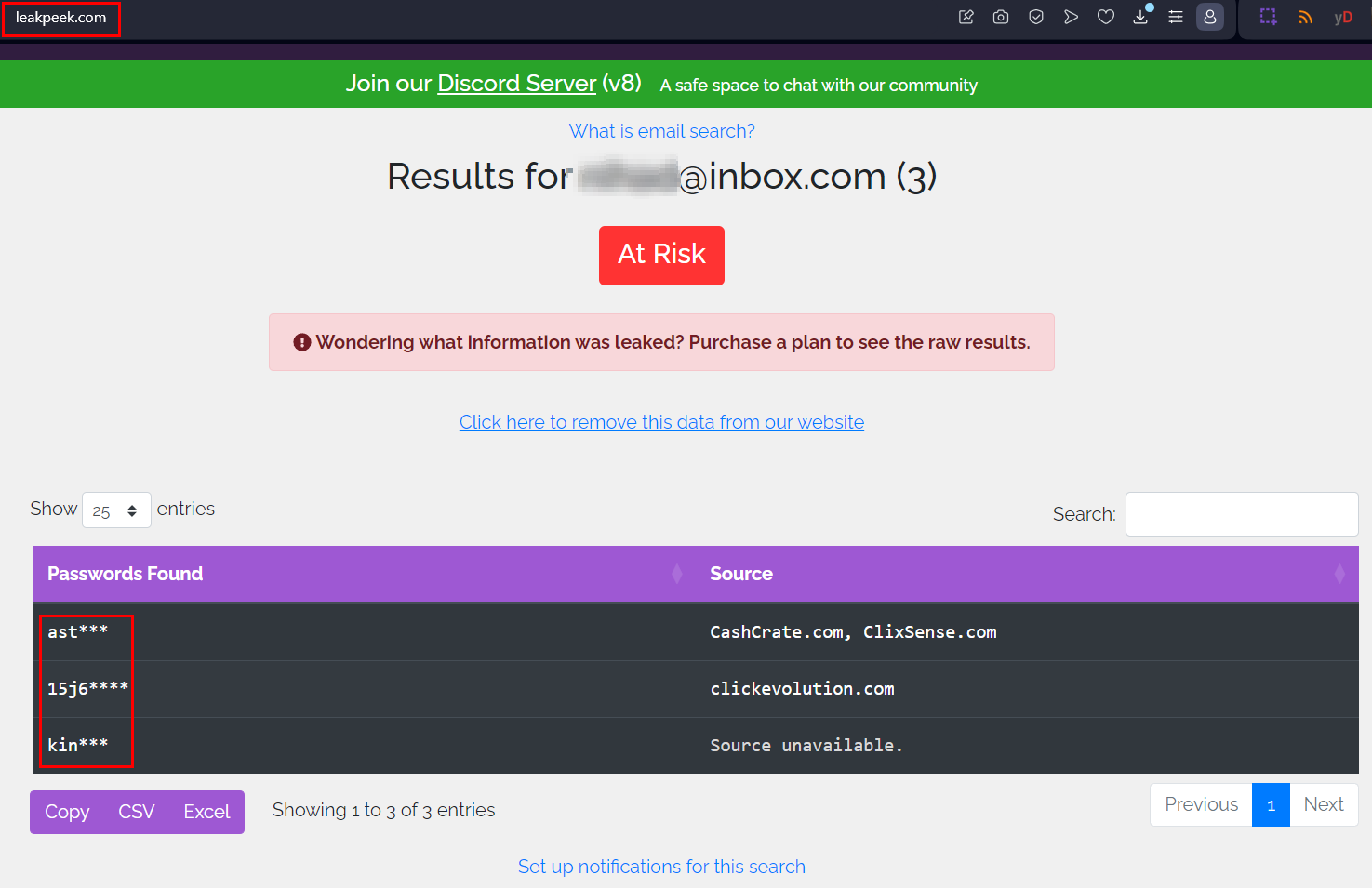 Data breach search engine example